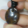  Australian Opal Boulder Drilled Greek Leather Mounted Pendant Necklace