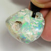 34 Cts Australian Opal Drilled Greek Leather Mounted Pendant Necklace Jewellery