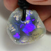 34 Cts Australian Opal Drilled Greek Leather Mounted Pendant Necklace Jewellery