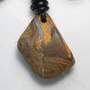 39.25 cts  Boulder Opal  Drilled Greek Leather Mounted Pendant Necklace Matte