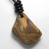 39.25 cts  Boulder Opal  Drilled Greek Leather Mounted Pendant Necklace Matte