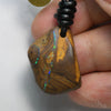 39.25 cts  Boulder Opal  Drilled Greek Leather Mounted Pendant Necklace Matte