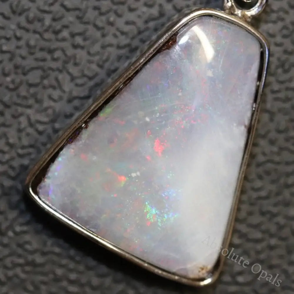 4.08 G Australian Boulder Opal With Silver Pendant: L 30.6 Mm Jewellery