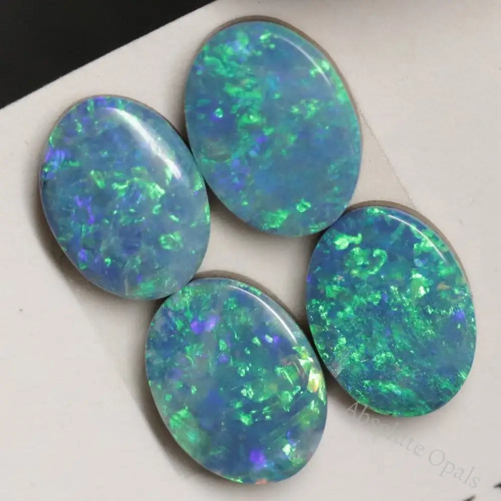 4.1 Cts Australian Opal Doublet Stone Cabochon 4Pcs