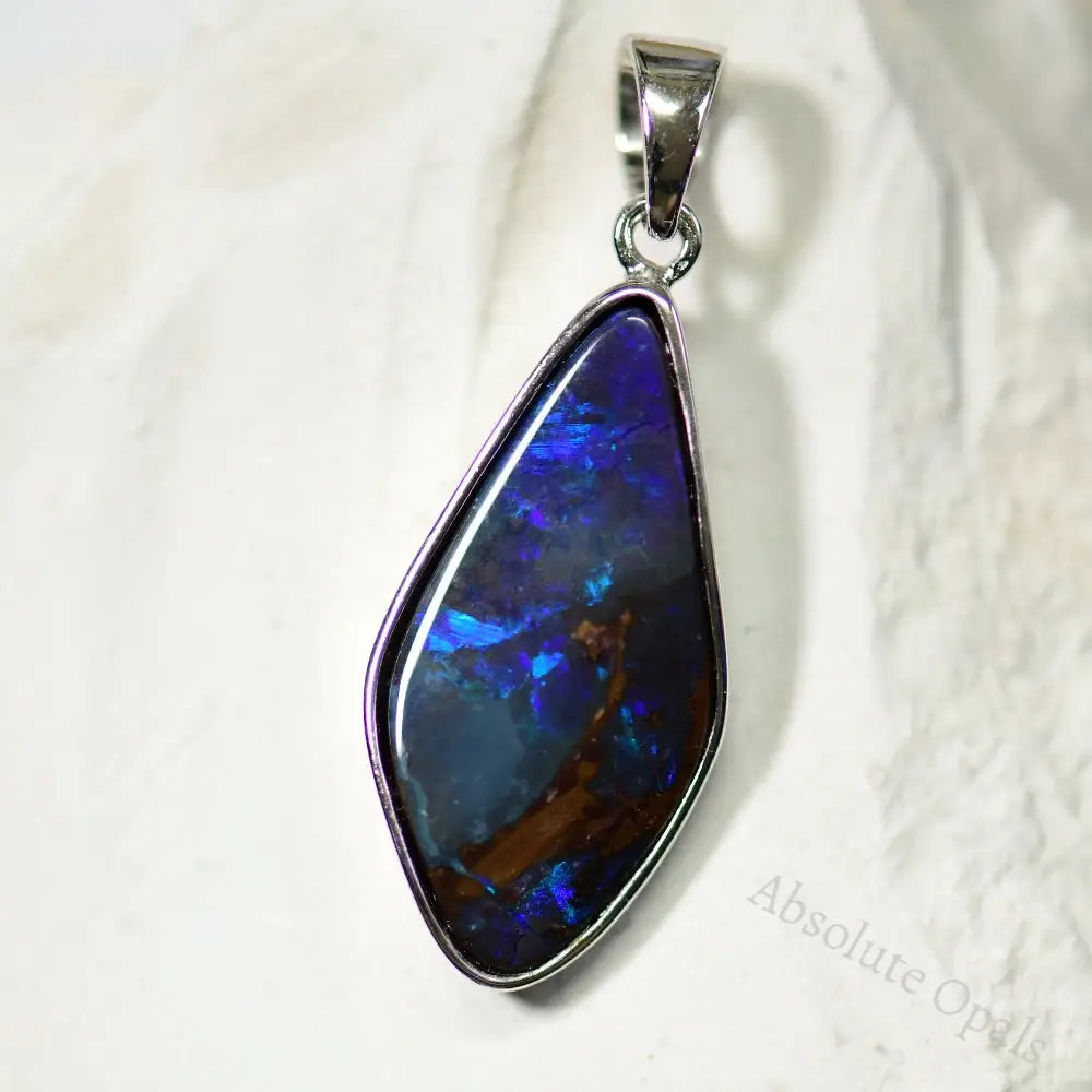 Australian Boulder Opal with Silver Pendant