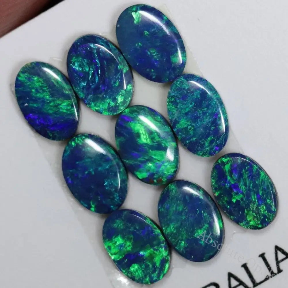 4.36 Cts Australian Opal Doublet Stone Cabochon 9Pcs