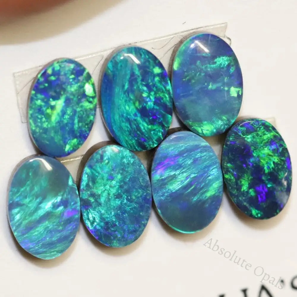 4.42 Cts Australian Opal Doublet Stone Cabochon 7Pcs 6X4