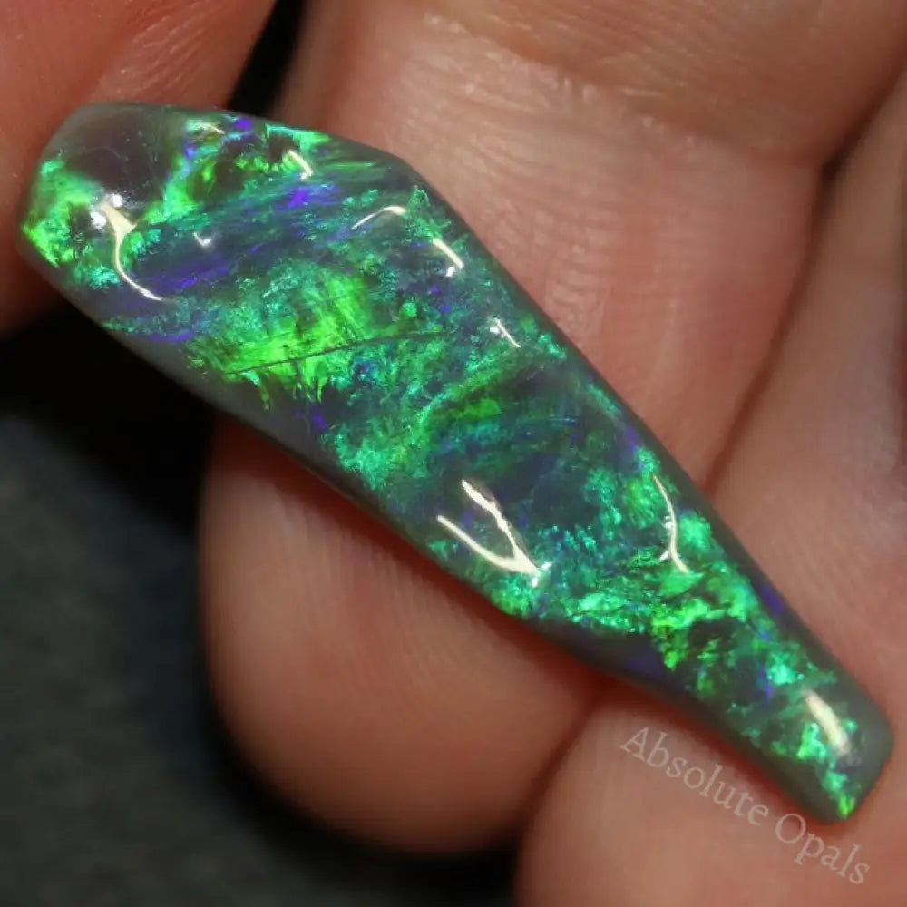 4.59 Cts Black Opal Lightning Ridge Australian Solid Carving Loose Gem Stone Green Blue