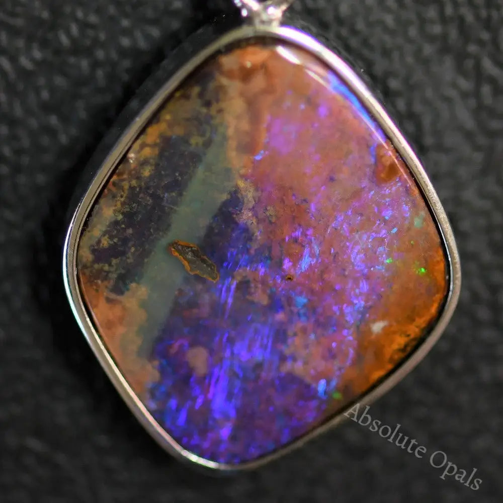 Australian Boulder Opal with Silver Pendant