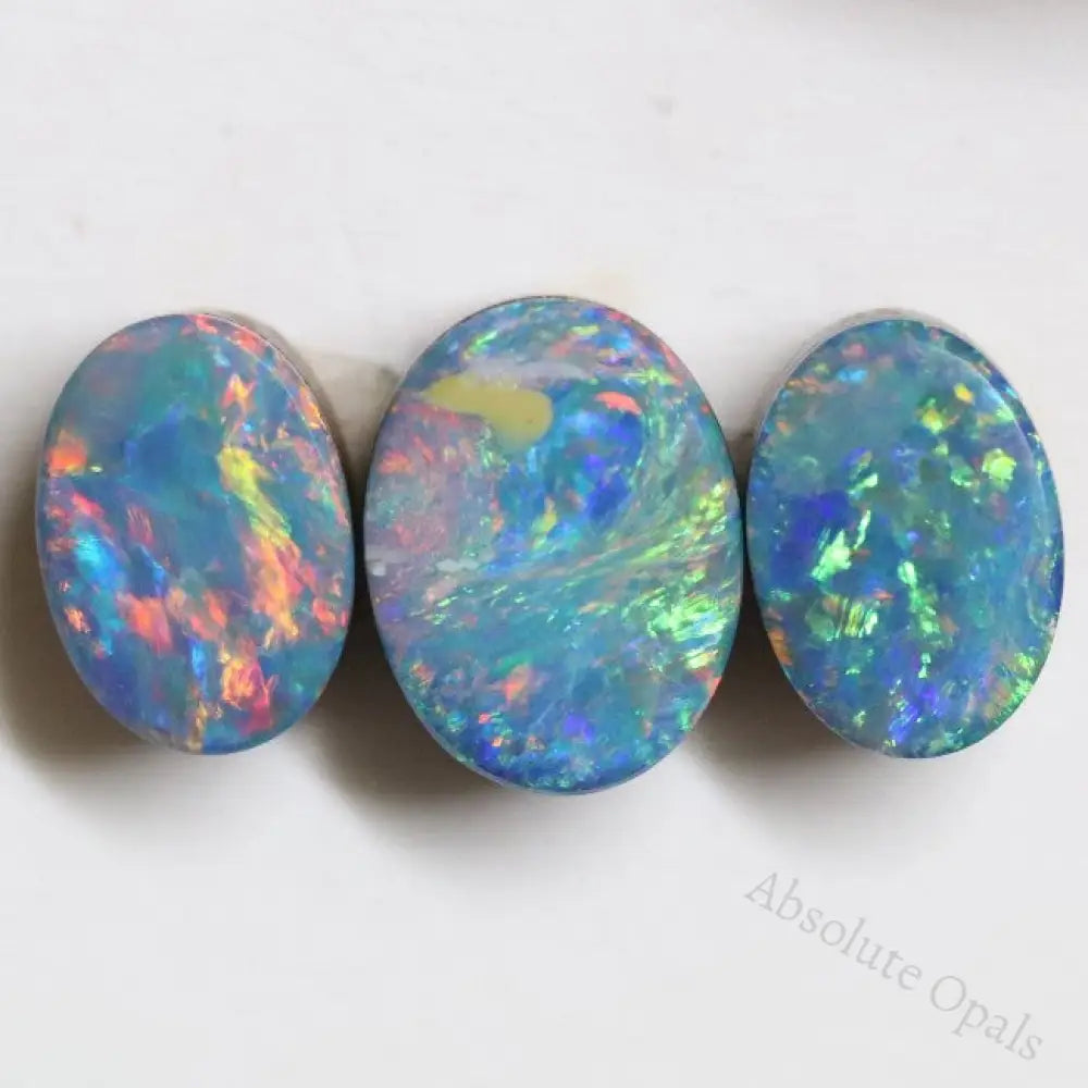 4.75 Cts Australian Opal Doublet Stone Cabochon 3Pcs