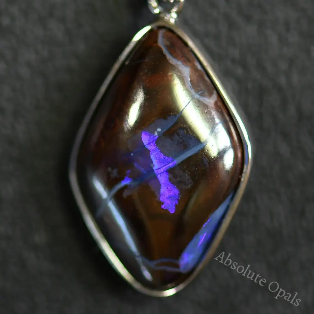 Australian Boulder Opal with Silver Pendant