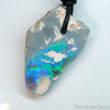 Australian Opal Drilled Greek Leather Mounted Pendant Necklace