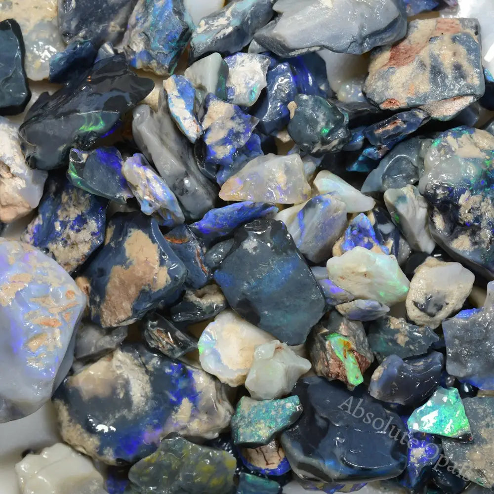 Natural Black Opal Parcel – Australian Rough Opals with Potch and Stunning Play-of-Color