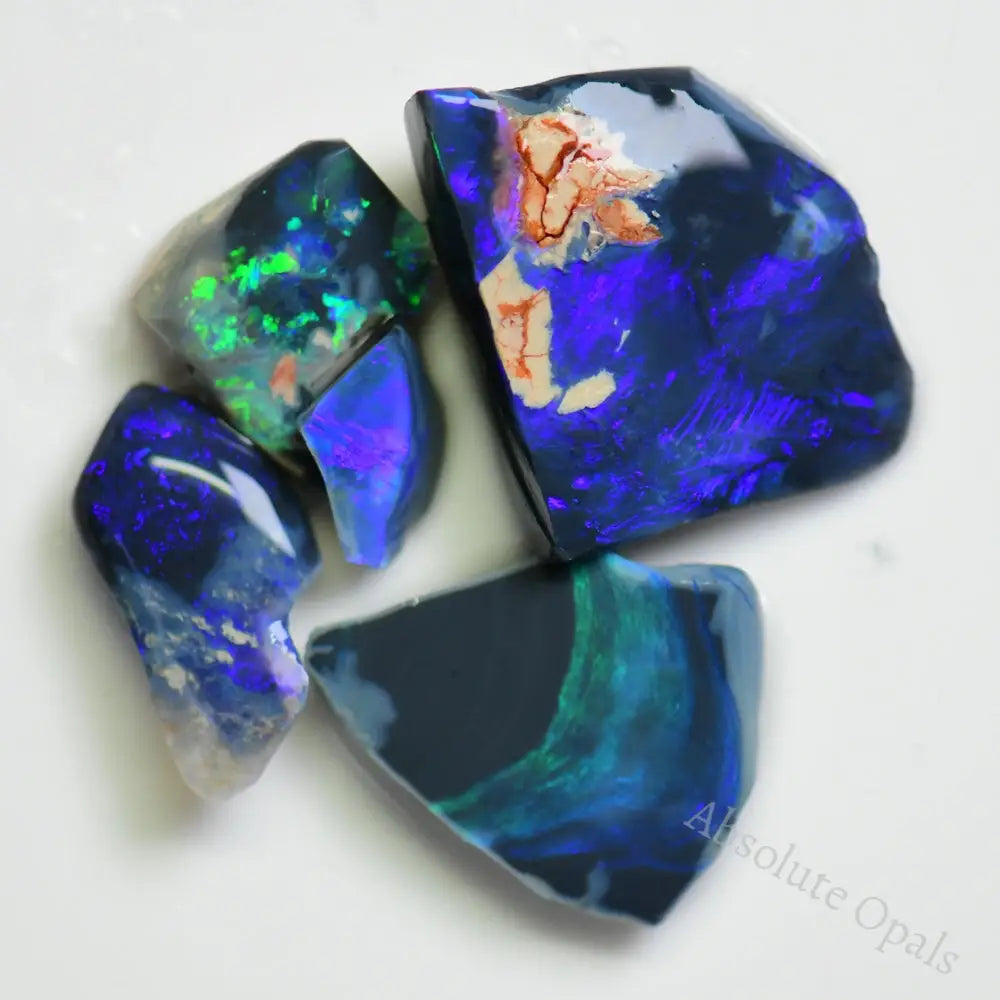 44 Cts Australian Black Opal Rough Parcel Rubs Lightning Ridge