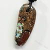 Australian Opal Boulder Drilled Greek Leather Mounted Pendant Necklace