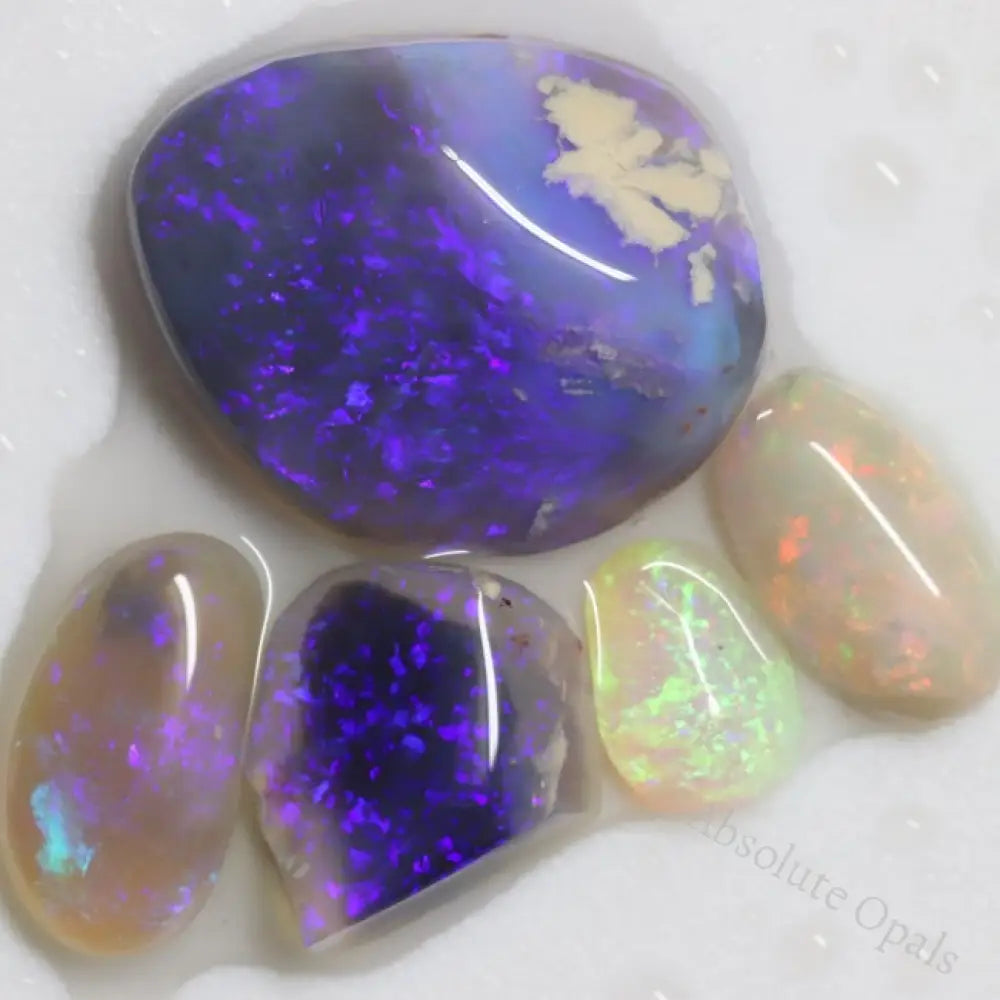 46.25 Cts Black Opal Rough Parcel Gem Stone Rubs 10.9-25.0X7.9-20.3X4.0-9.0Mm