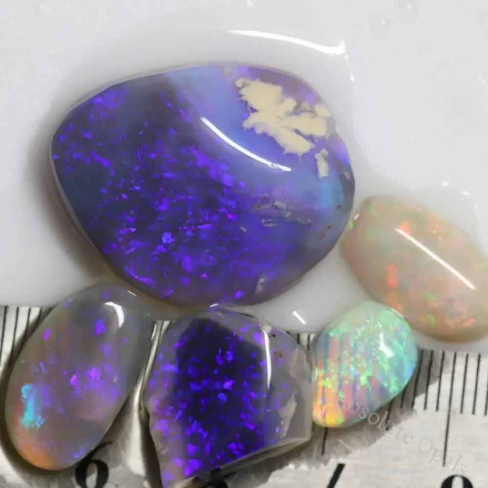 46.25 Cts Black Opal Rough Parcel Gem Stone Rubs 10.9-25.0X7.9-20.3X4.0-9.0Mm