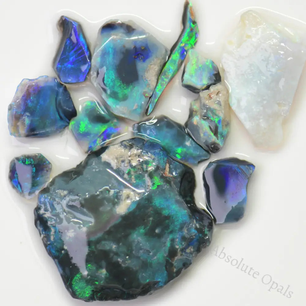 47.8 Cts Australian Rough Black Opal Parcel Lightning Ridge - Potch And Colour Offcuts Cmr