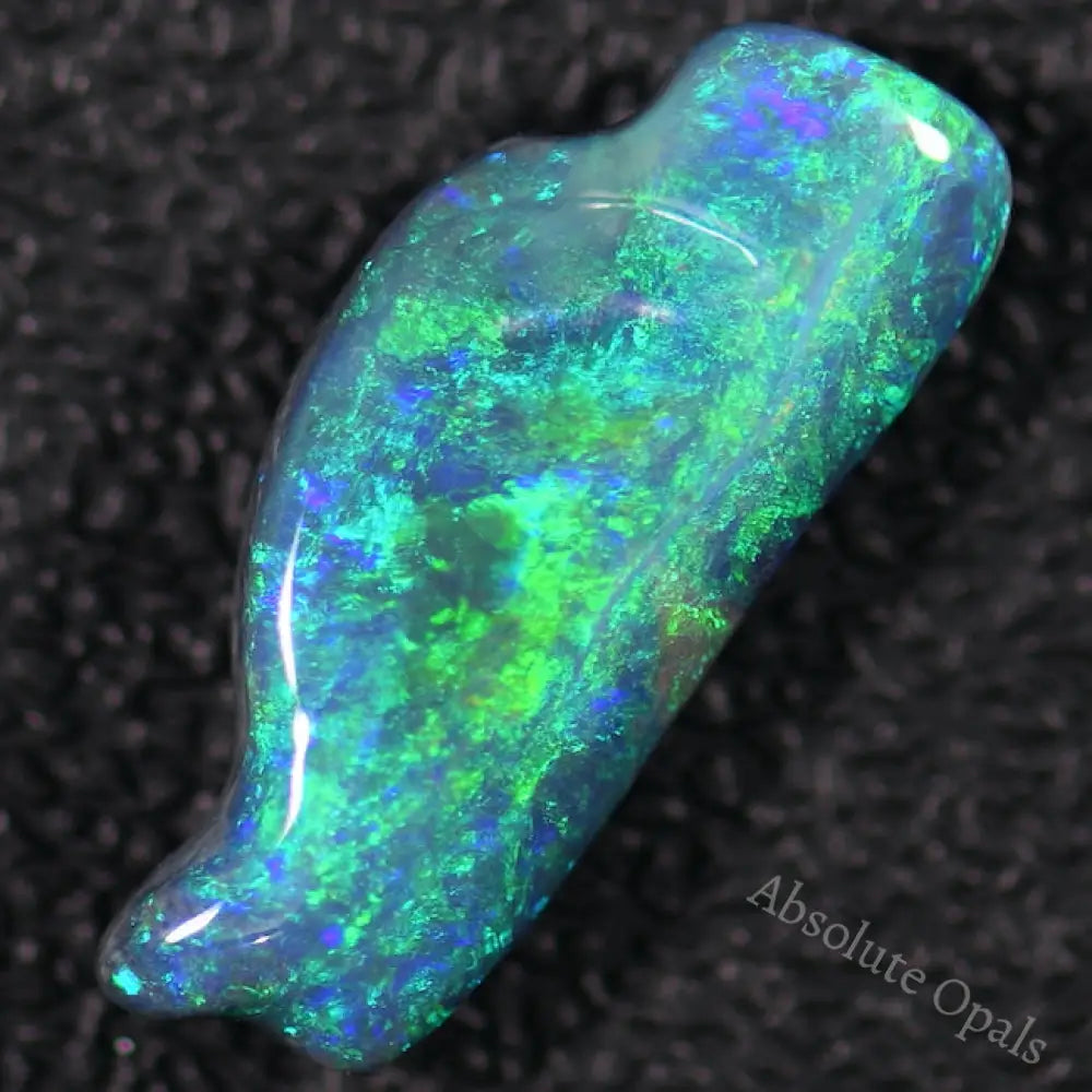 5.02 Cts Australian Solid Opal Carving Lightning Ridge Cmr Black