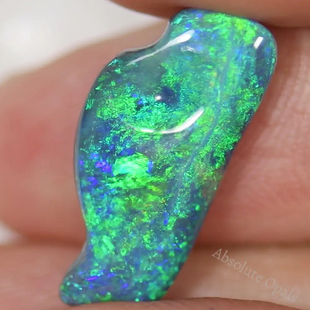 5.02 Cts Australian Solid Opal Carving Lightning Ridge Cmr Black