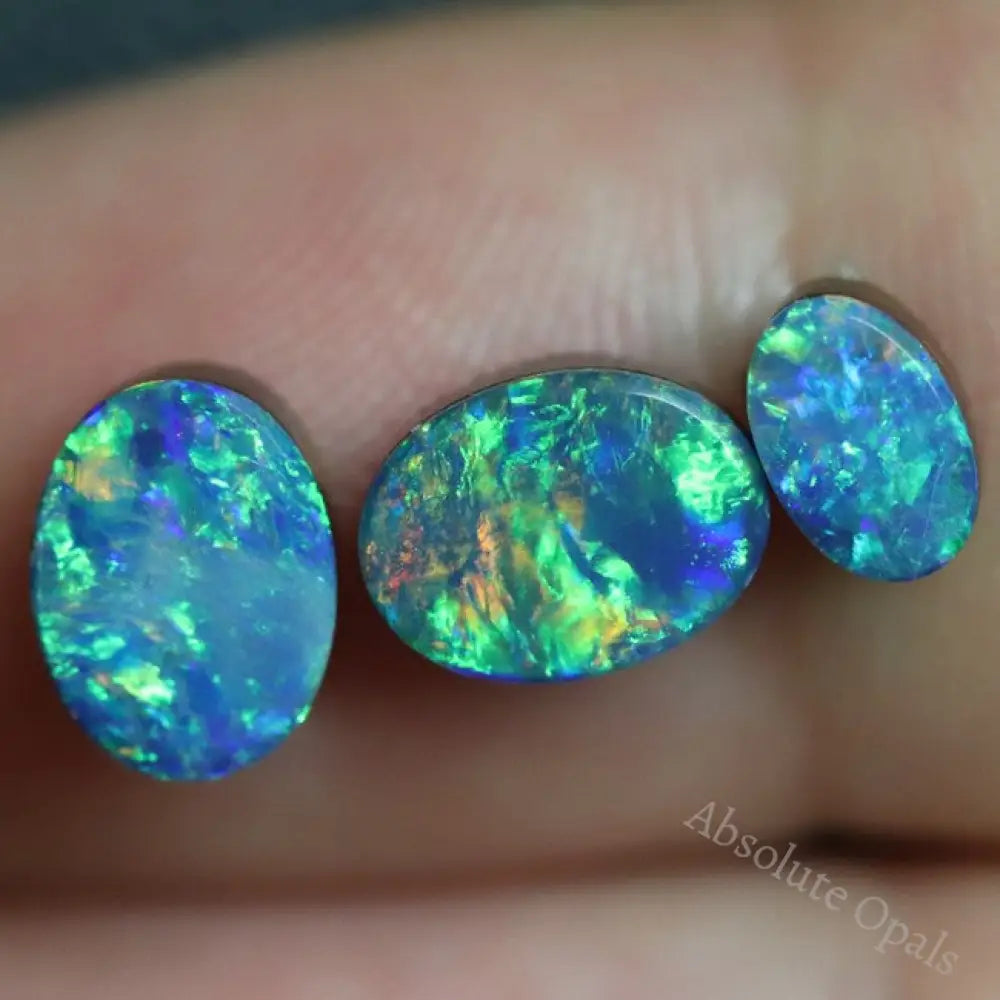 5.10 Cts Australian Opal Doublet Stone Cabochon 3Pcs