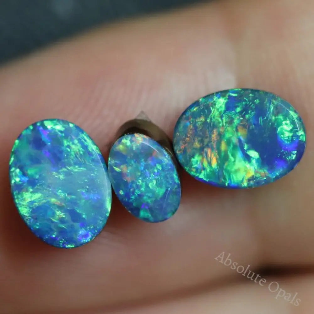 5.10 Cts Australian Opal Doublet Stone Cabochon 3Pcs