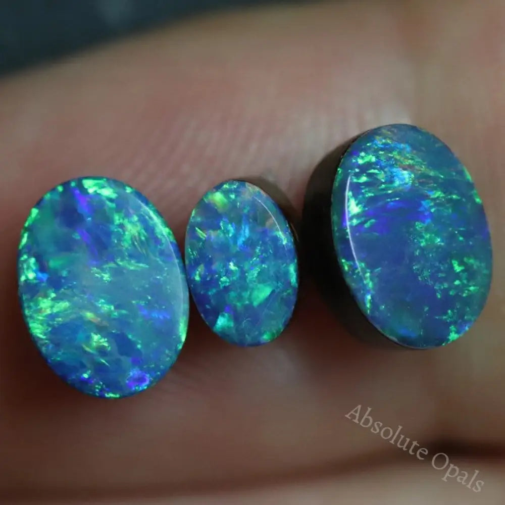 5.10 Cts Australian Opal Doublet Stone Cabochon 3Pcs