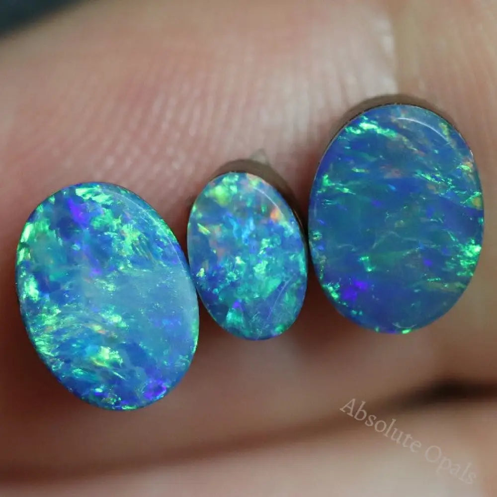 5.10 Cts Australian Opal Doublet Stone Cabochon 3Pcs