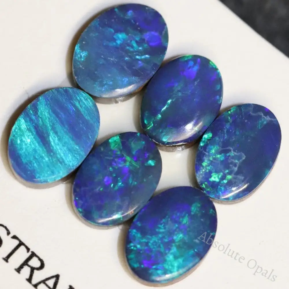 5.15 Cts Australian Opal Doublet Stone Cabochon 6Pcs 7X5