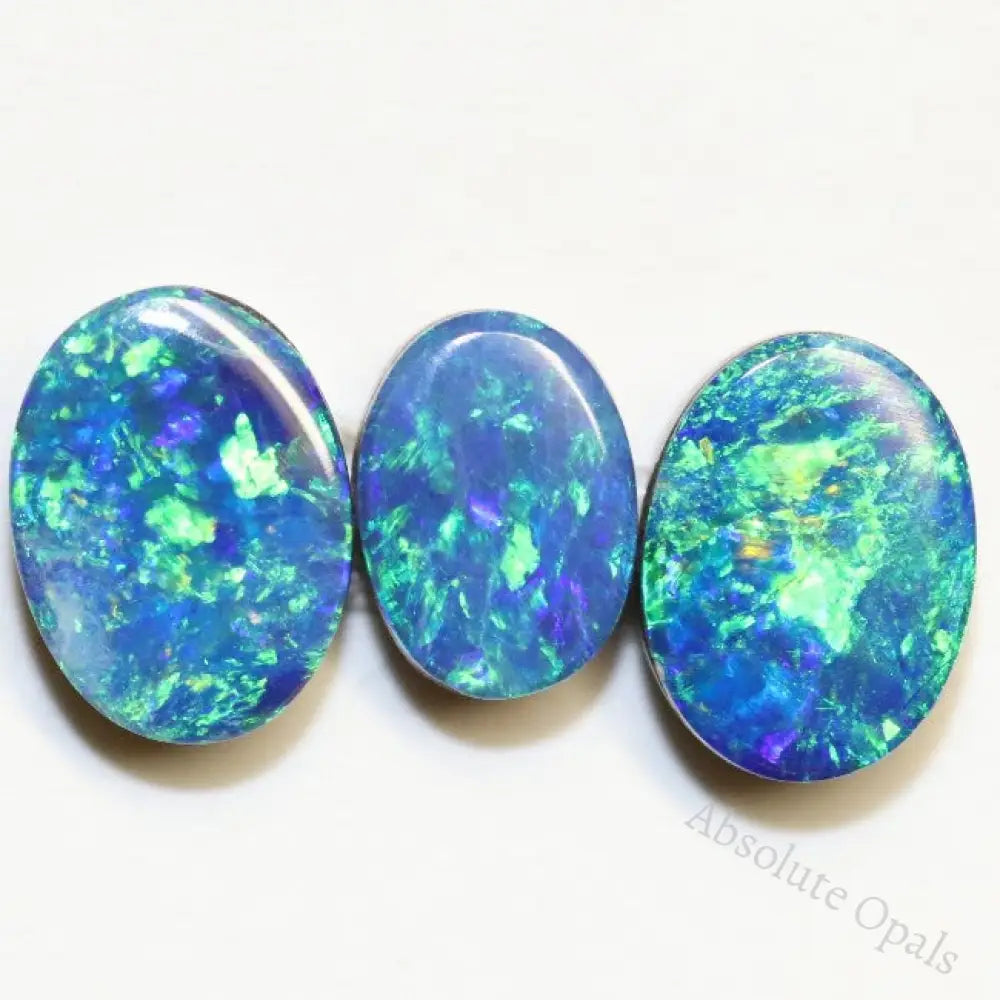 5.25 Cts Australian Opal Doublet Stone Cabochon 3Pcs