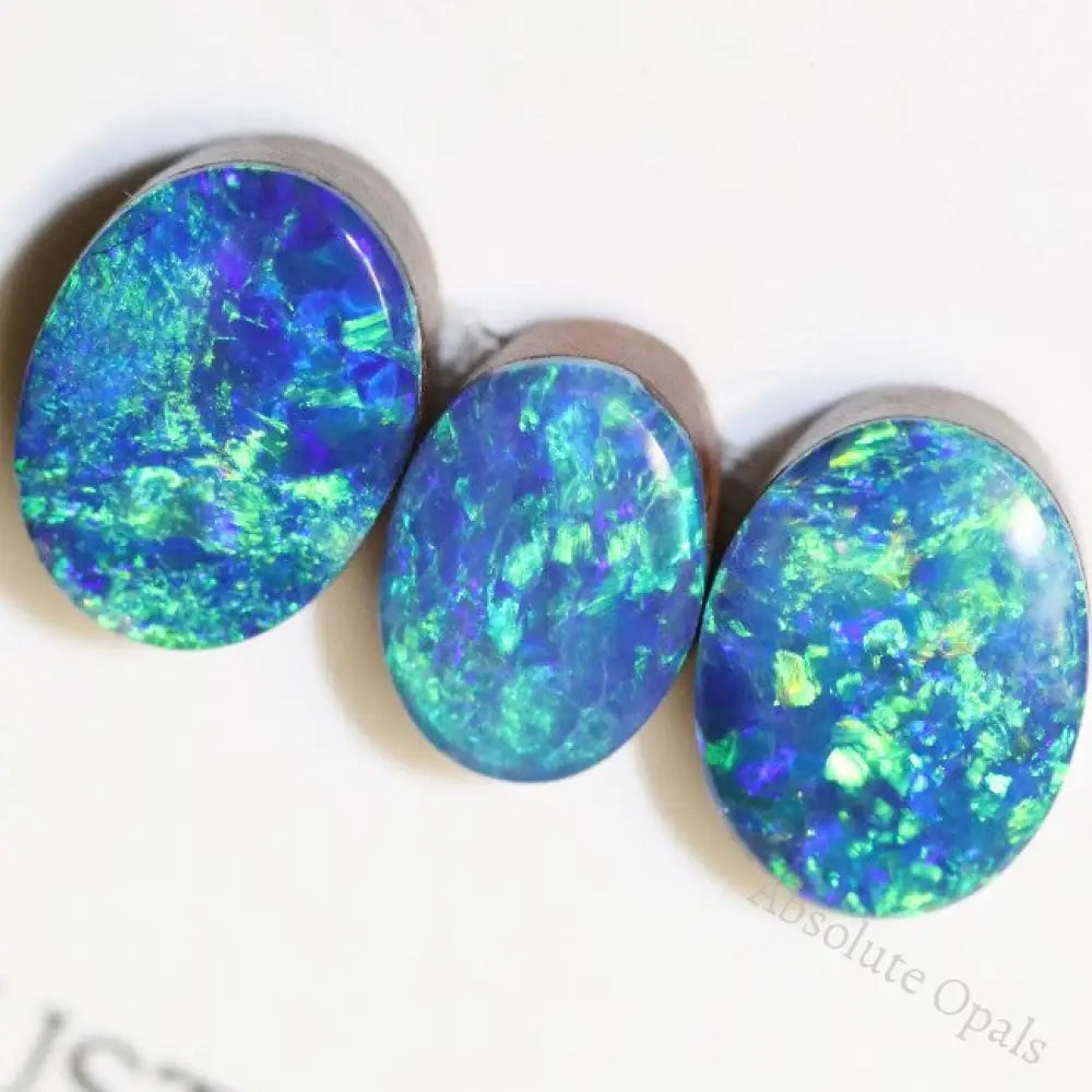 5.25 Cts Australian Opal Doublet Stone Cabochon 3Pcs