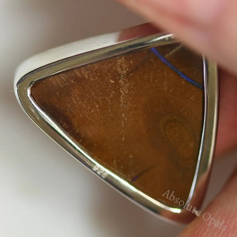 5.36 G Australian Boulder Opal With Silver Pendant: L 31.1 Mm Jewellery