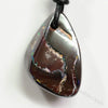 52 Cts Australian Opal Boulder Drilled Greek Leather Mounted Pendant Necklace Jewellery