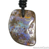 Australian Opal Boulder Drilled Leather Pendant Necklace