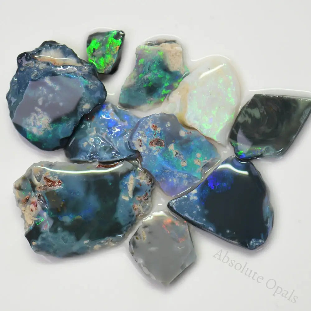 58.1 Cts Australian Rough Black Opal Parcel Lightning Ridge - Potch And Colour Offcuts Cmr