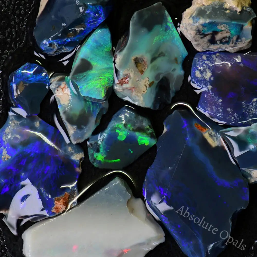 Australian Rough Black Opal Parcel, Lightning Ridge Offcuts