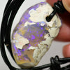 58 Cts Australian Opal Drilled Greek Leather Mounted Pendant Necklace Jewellery