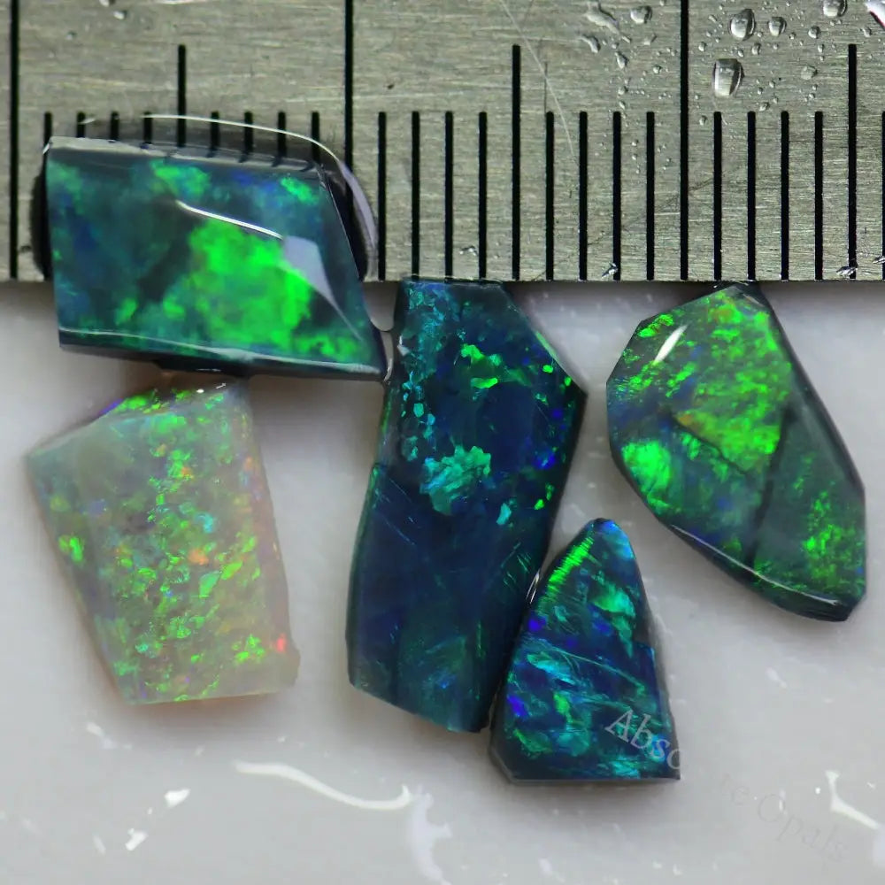 6.10 Cts Australian Black Opal Rough Parcel Rubs Lightning Ridge