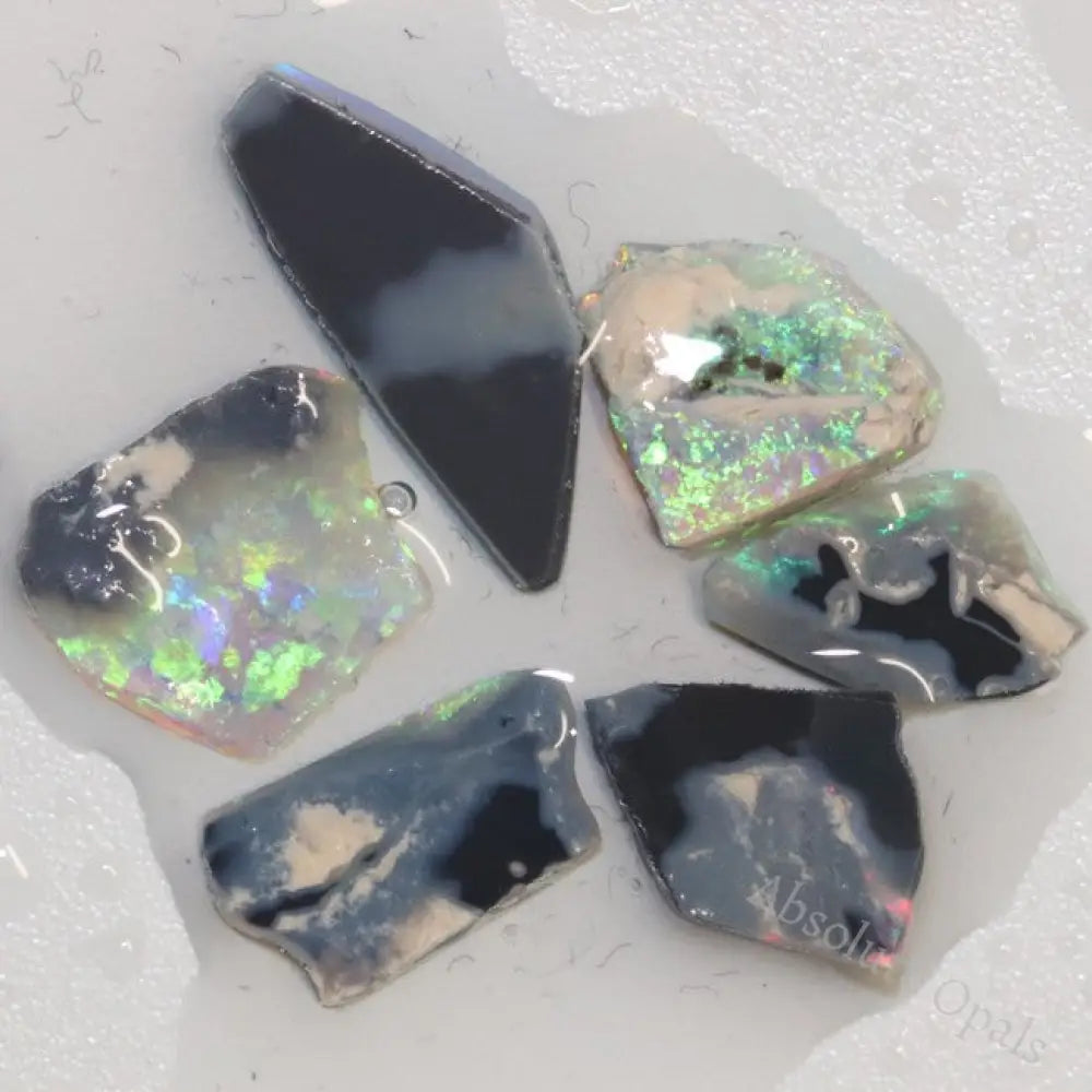 6.25 Cts Australian Solid Black Opal Rough Rubs Lightning Ridge Parcel