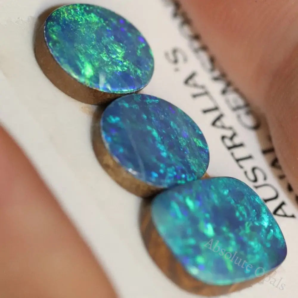 6.29 Cts Australian Opal Doublet Stone Cabochon 3Pcs