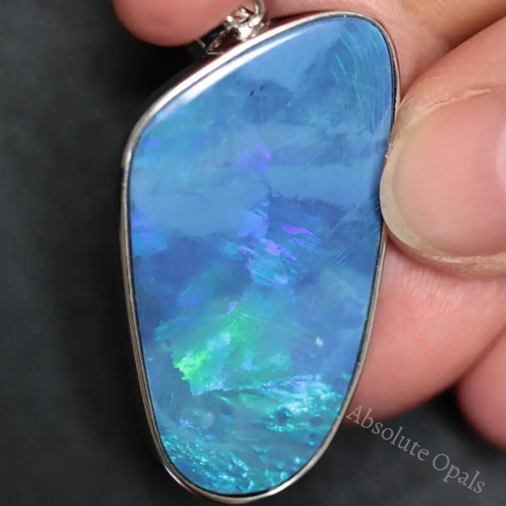 6.42 G Australian Doublet Opal With Silver Pendant: L 45.4 Mm Jewellery