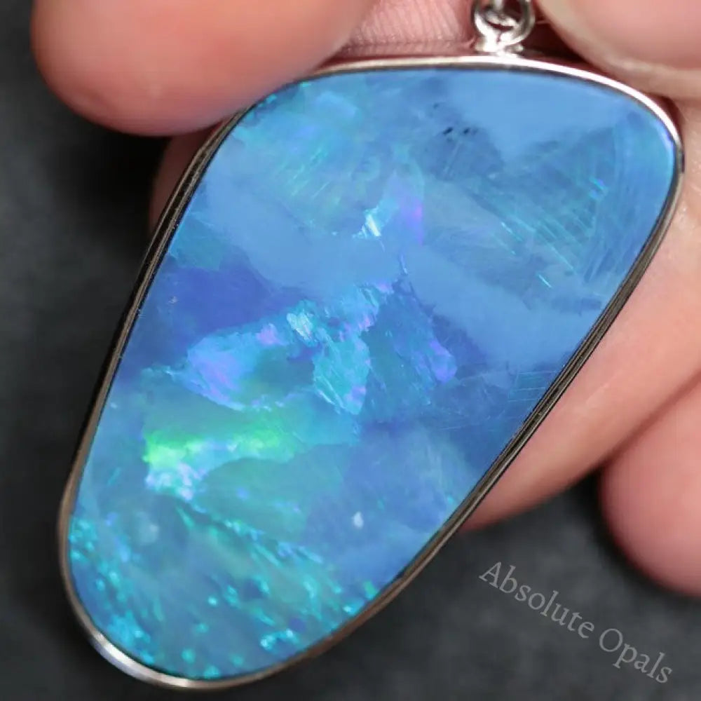 6.42 G Australian Doublet Opal With Silver Pendant: L 45.4 Mm Jewellery