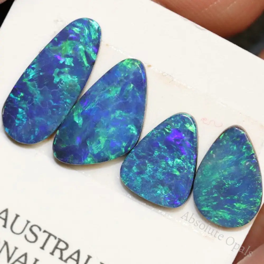 6.65 Cts Australian Opal Doublet Stone Cabochon 4Pcs