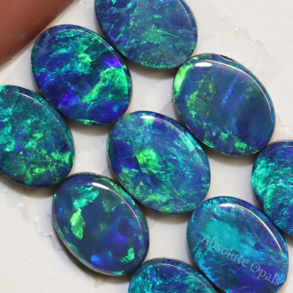 6.83 Cts Australian Opal Doublet Stone Cabochon 9Pcs 7X5