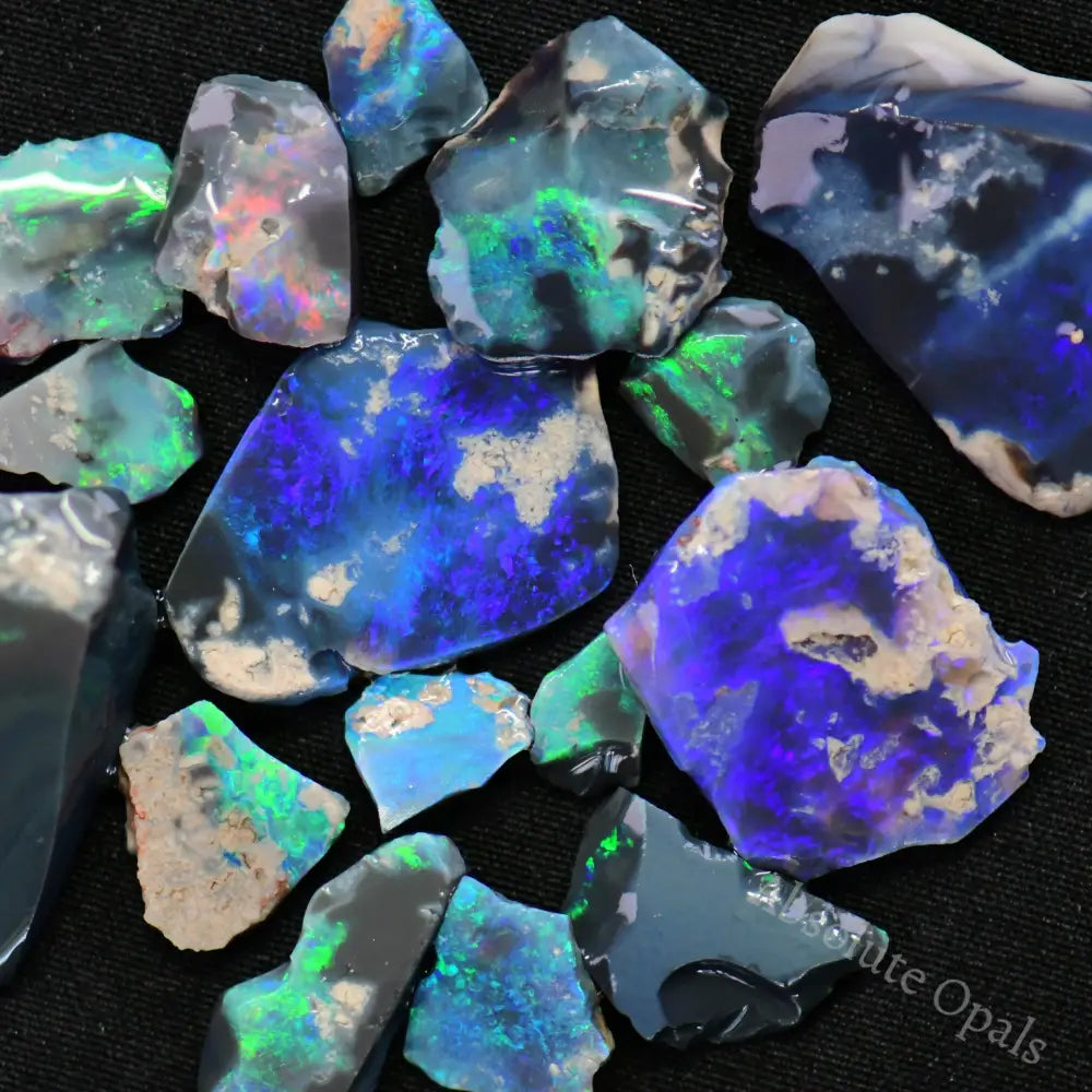 Australian Rough Black Opal Parcel, Lightning Ridge - Potch and Colour, Offcuts