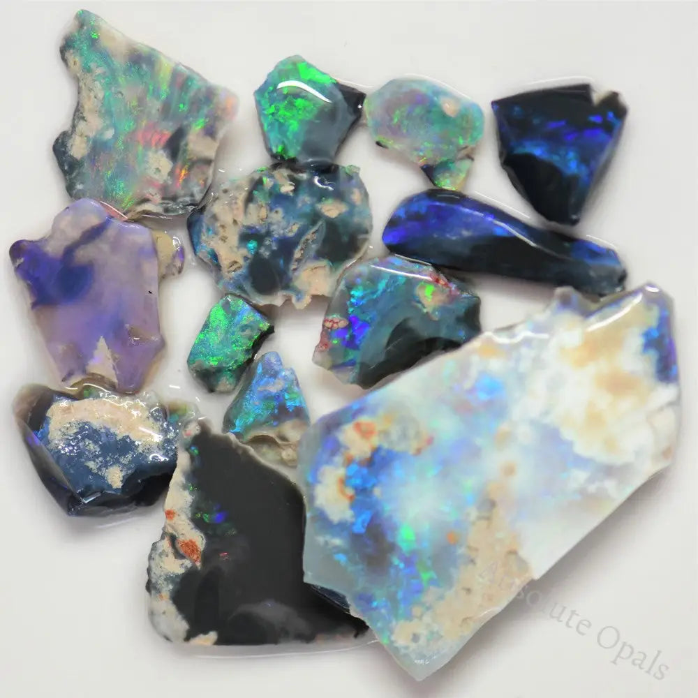 65.1 Cts Australian Rough Black Opal Parcel Lightning Ridge - Potch And Colour Offcuts Cmr