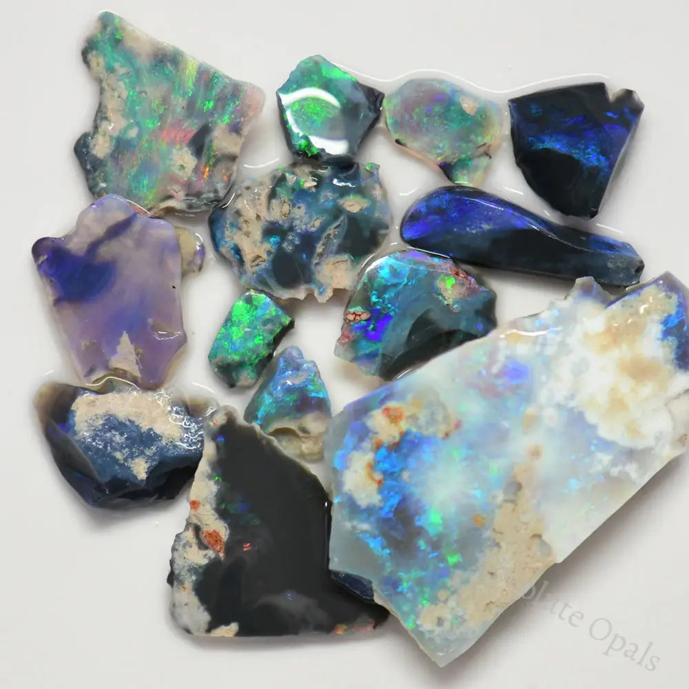 65.1 Cts Australian Rough Black Opal Parcel Lightning Ridge - Potch And Colour Offcuts Cmr