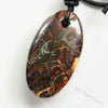 Australian Opal Boulder Drilled Greek Leather Mounted Pendant Necklace