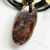 66 Cts Australian Opal Boulder Drilled Greek Leather Mounted Pendant Necklace Jewellery