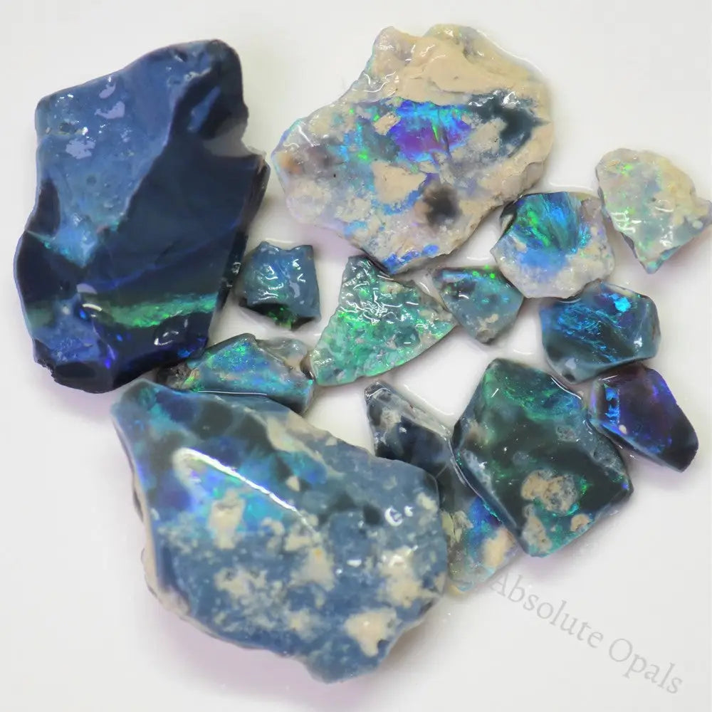 Australian Rough Black Opal Parcel, Lightning Ridge - Potch and Colour, Offcuts